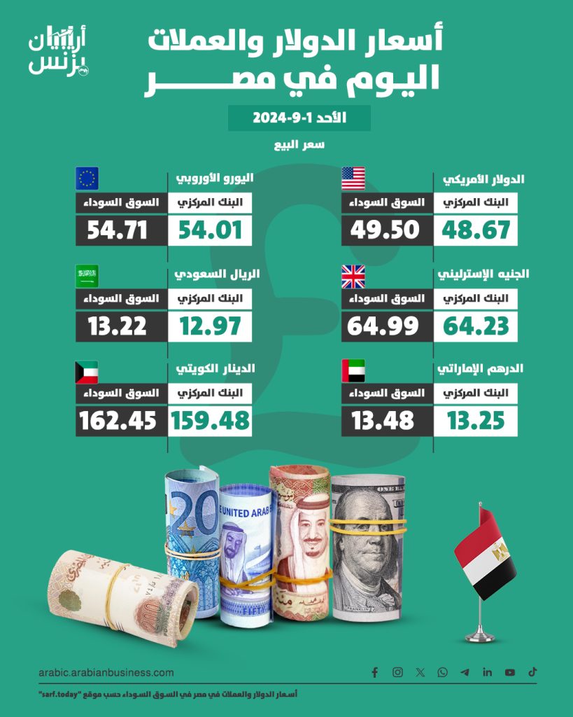 سعر الدولار في مصر اليوم الأحد 1-9-2024.. السوق السوداء تستقر