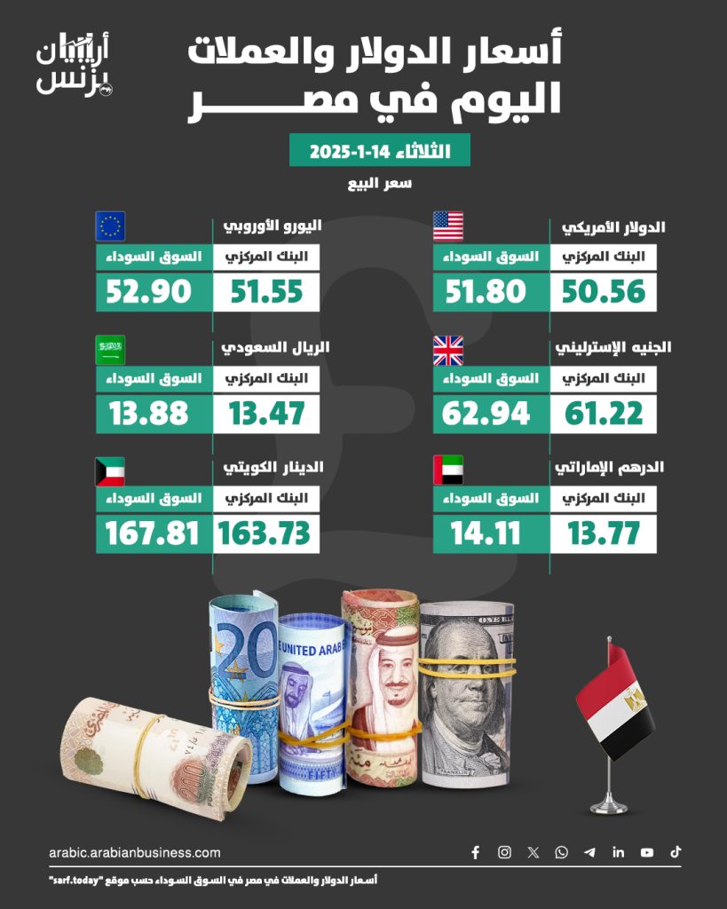 سعر الدولار في مصر اليوم الثلاثاء 14-1-2025.. السوق السوداء يصعد