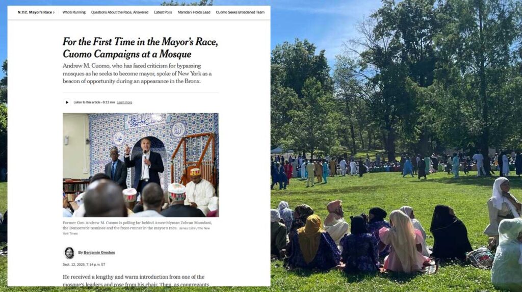 من مسجد، کومو حاکم نیویورک السابق یصل بحملته الانتخابیة لکسب ود الناخبین المسلمین