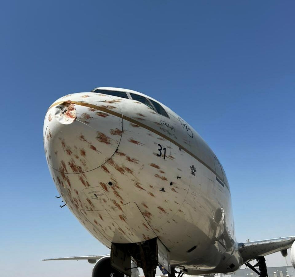 تطايرت الدماء على مقدمة الطائرة السعودية