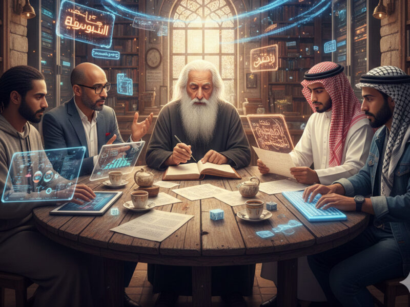 صورة شعراء للتوضيح تم توليدها بالذكاء الاصطناعي