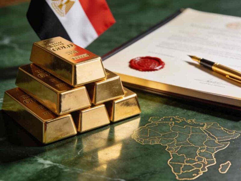 سيعمل الجانبان على إنشاء منظومة متكاملة لبنك الذهب بإحدى المناطق الحرة المخصّصة في مصر - صورة مولدة بالذكاء الاصطناعي Perplexity