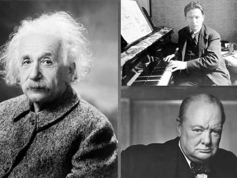 الموسيقي الروماني جورج إينيسكو وإينشتاين وتشرشل - المصدر ويكيبيديا